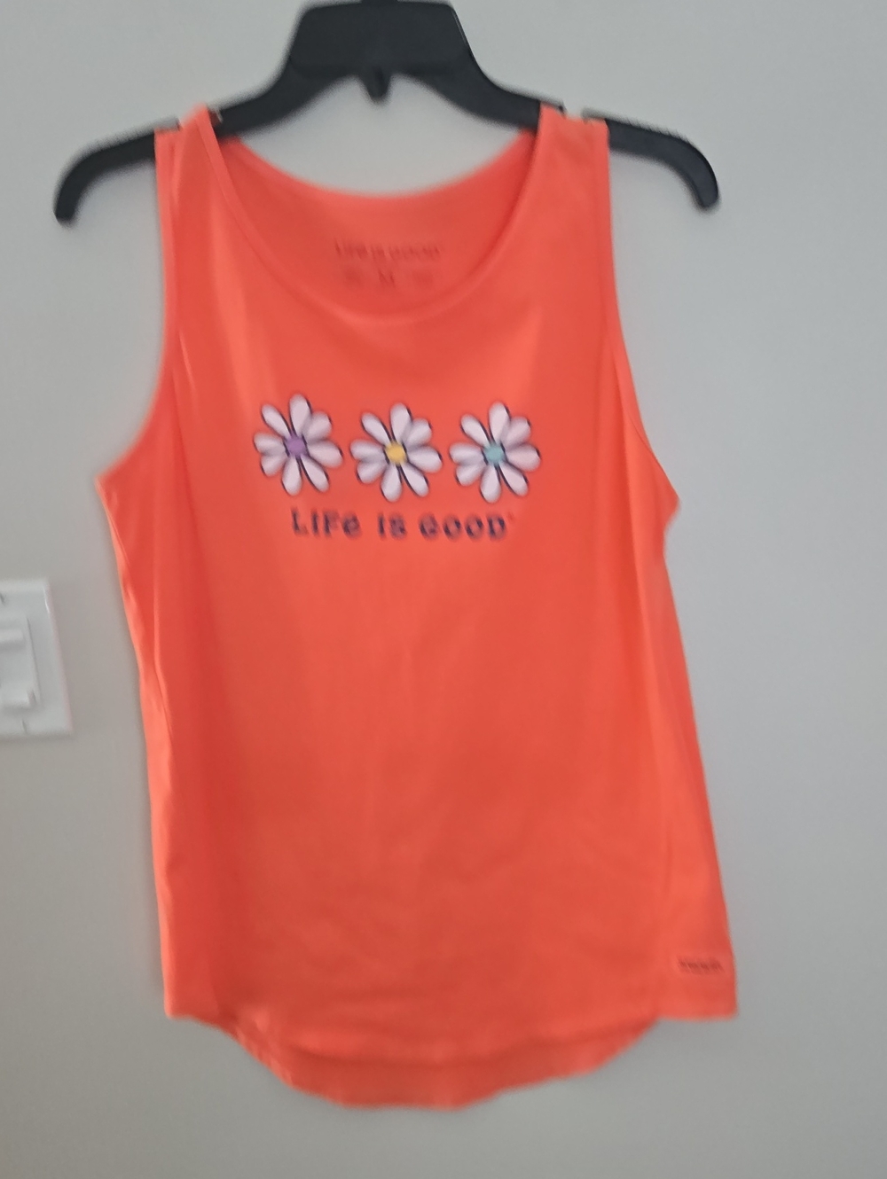 Life Is Good Womens Hi Lo Tanktop With Daisy Sz Med